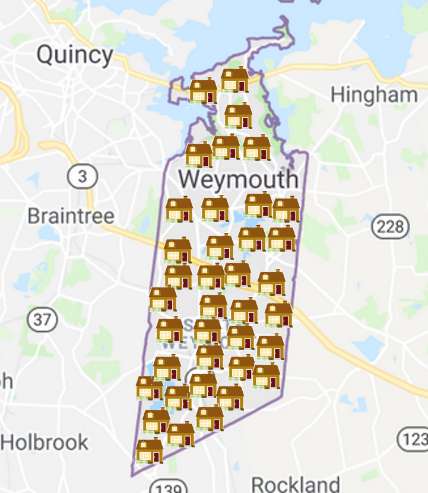 map of Weymouth, MA